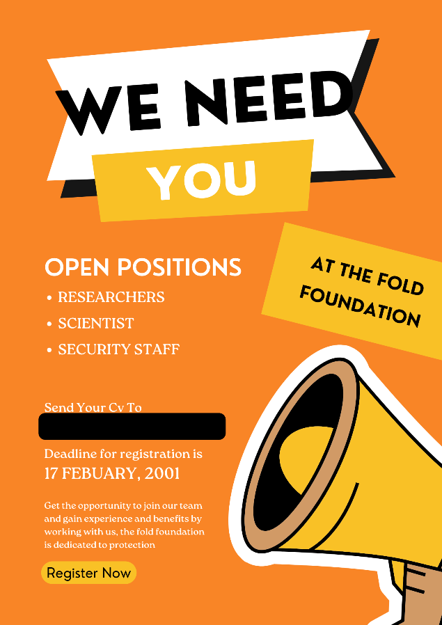 A Job Poster that says 'we need you'
